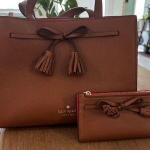 Kate Spade Brown Leather Tote with Tassel Details
